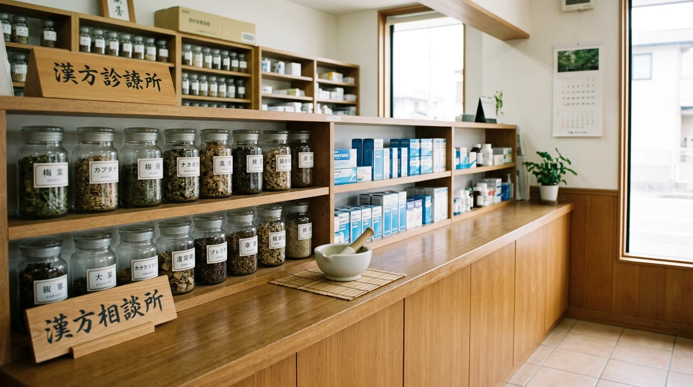 玉清丹薬局の店内で相談する薬剤師と来局者